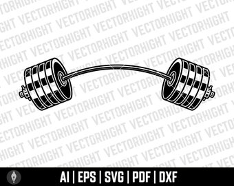 Fitness Barbell Weight SVG, Barbell Shape Ai, Eps, Pdf, Dxf. Weight Lifting Cricut Files Digital Download