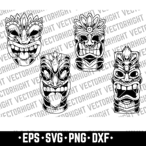 Tiki Idol, Tiki Wooden Statue Svg, Eps, Png, DXF, Hawaiian Tiki Digital File Download