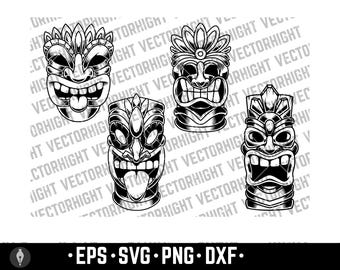 Tiki Idol, Tiki Wooden Statue Svg, Eps, Png, DXF, Hawaiian Tiki Digital File Download
