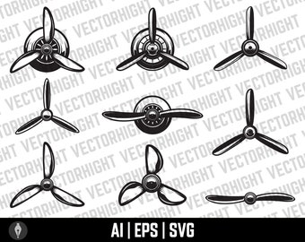 Vector de hélices de avión, hélice de avión Svg, imágenes prediseñadas de hélice de aviación, hélice de avión Ai, archivo de descarga digital Eps