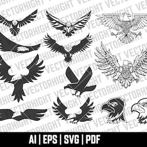 Eagles Illustrations, Eagle Clipart, Hawk, Eagle Svg, Ai, Eps, Pdf Digital File Download