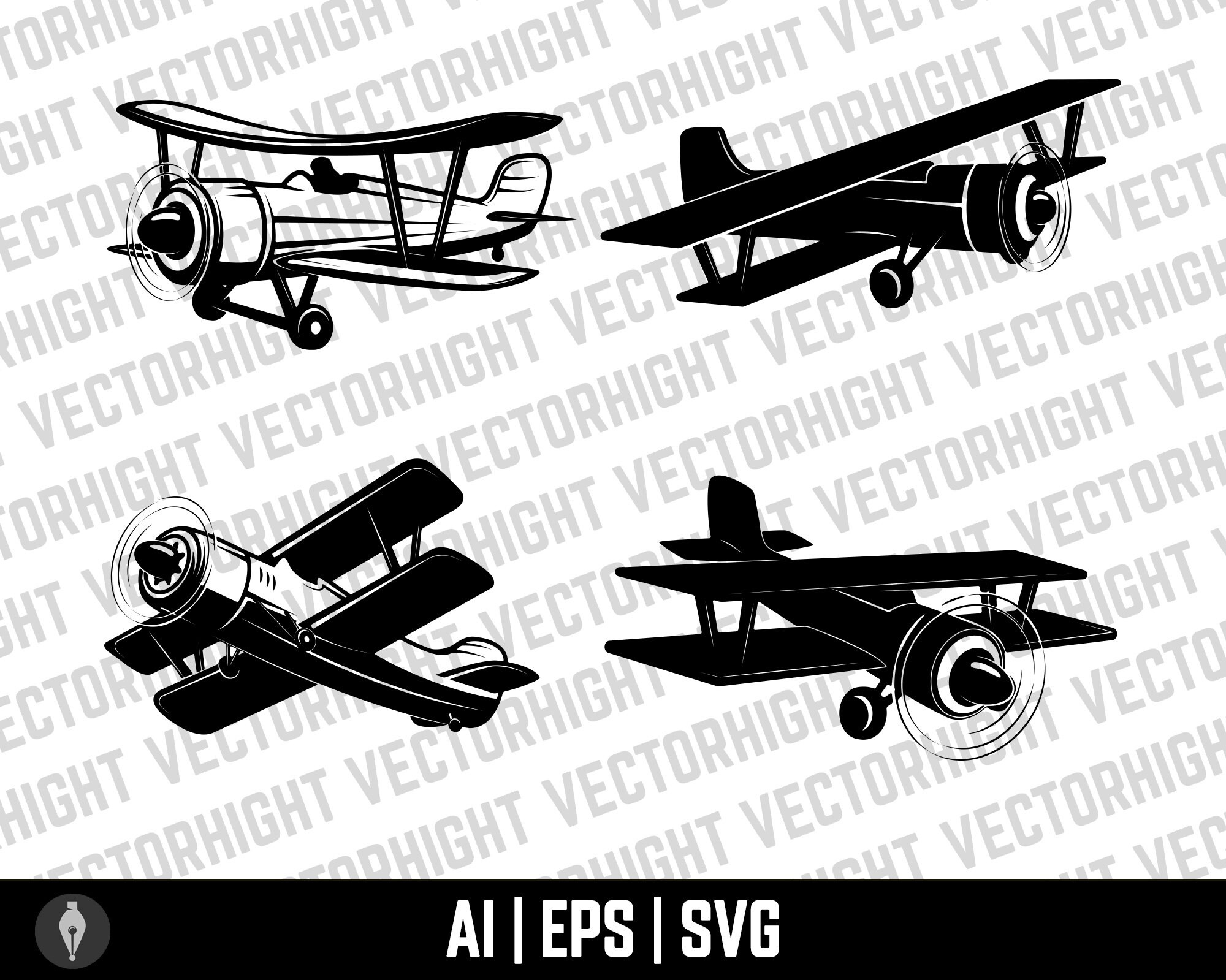 Airplane Vector, Airplane Svg, Aviation Clipart, Airplane Ai,eps. Retro ...