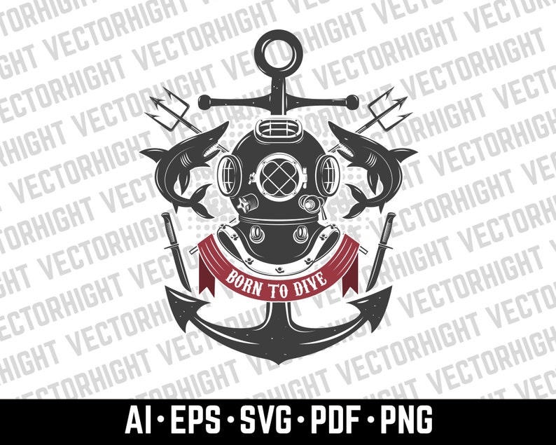 Diver Emblems Set Vector Illustration. Diving Helmet SVG, AI, EPS, Png ...