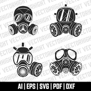 Gasmaske Clipart, Gasmaske Bundle Svg, Ai, Eps, Pdf, dxf. Gasmaske Digitale Datei herunterladen