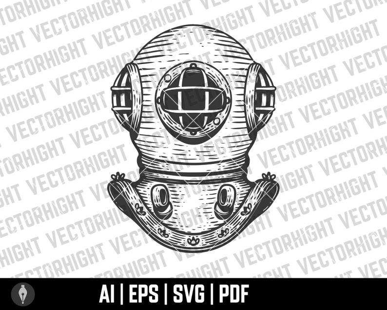 Diving Helmet, Retro Divers Helmet, Diver Mask, Diving Helmet Eps, Svg, Ai Digital Download File