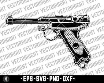 Luger pistol WWII svg, hand gun, german WW2 gun svg, Parabellum gun, Borchardt-Luger, P08