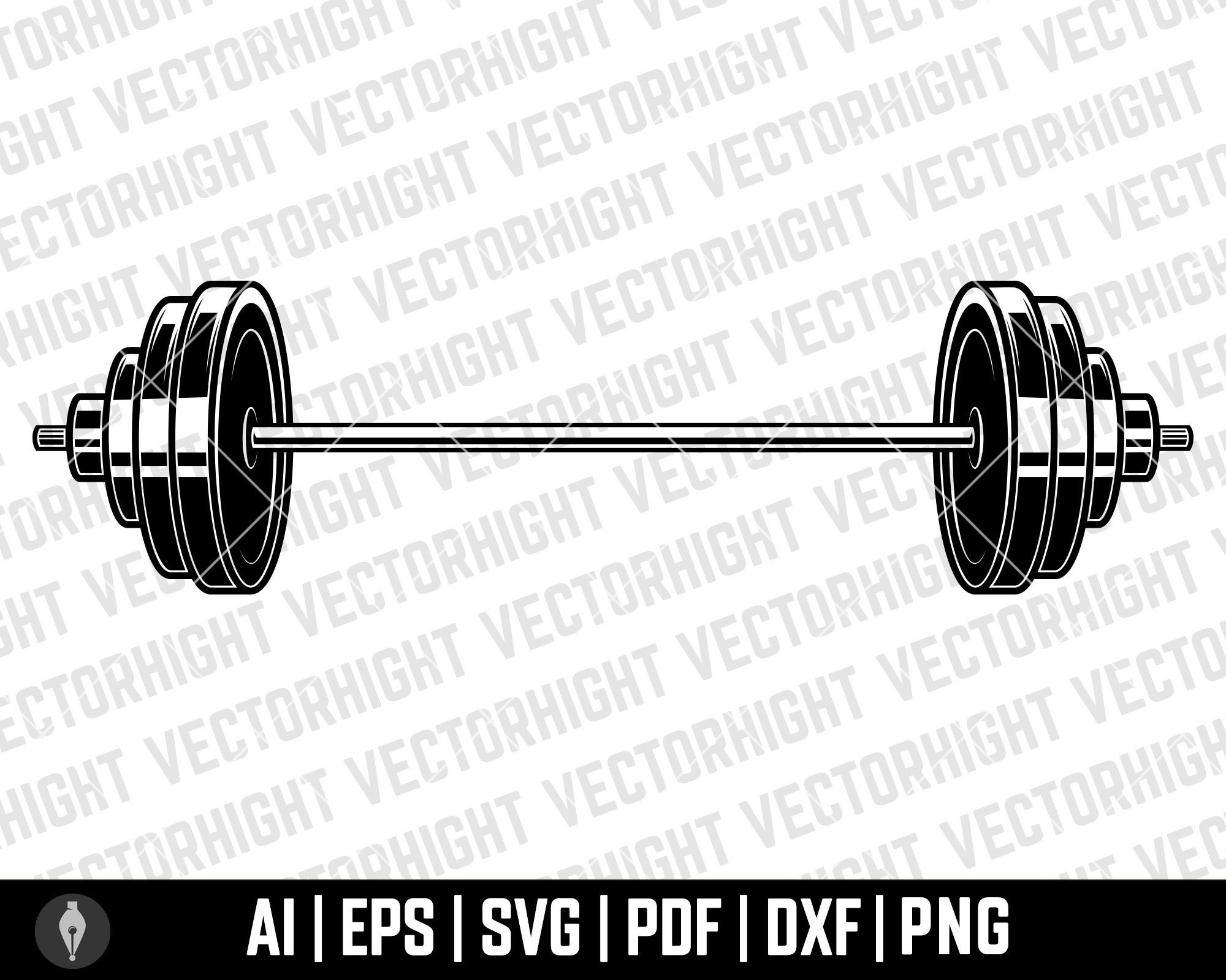 Fitness Barbell Weight SVG, Barbell Shape Ai, Eps, Pdf, Dxf, PNG