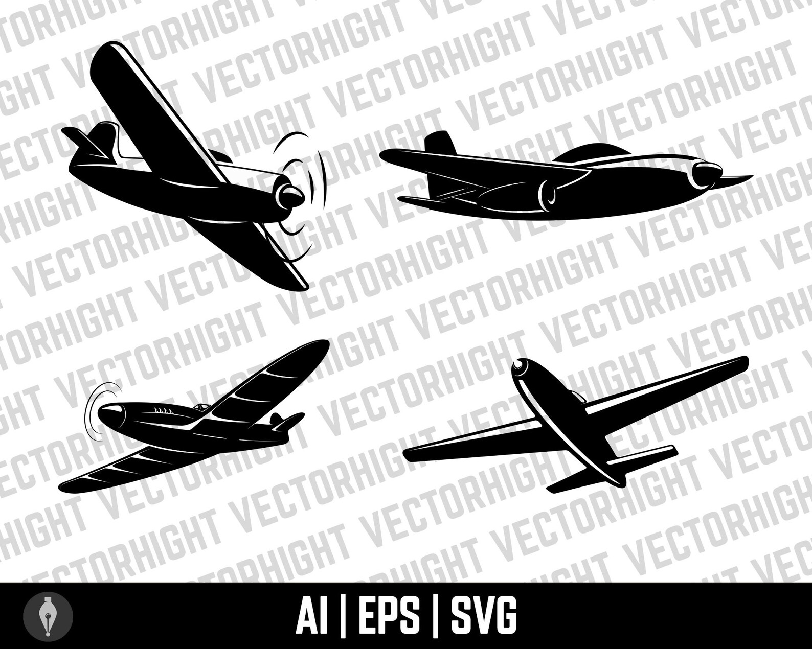 Airplane Vector, Airplane Svg, Aviation Clipart, Airplane Ai,eps. Retro ...