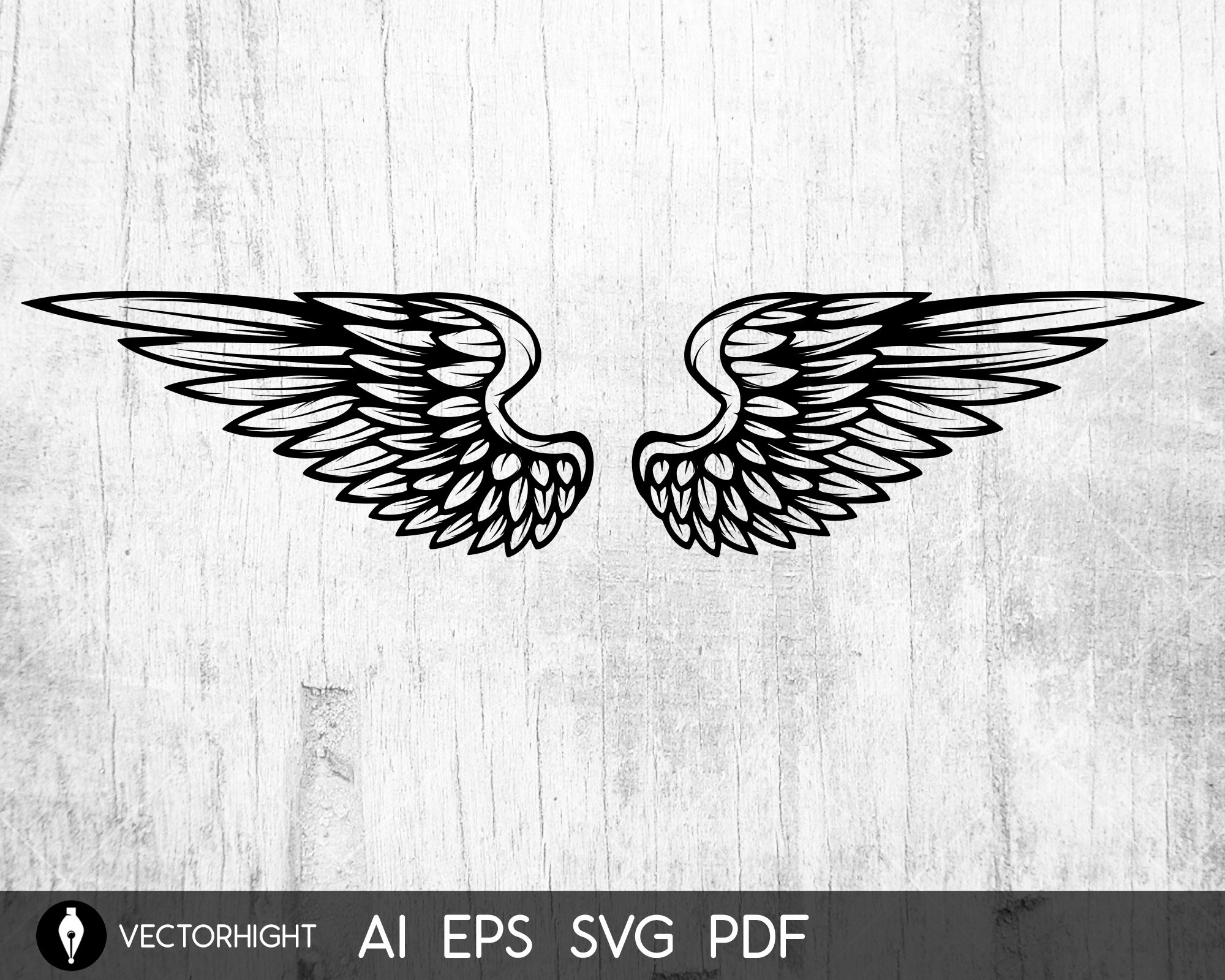 Bird Wings Illustrations in Tattoo Style. Eagle Wings Vector Angel ...