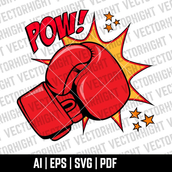 Boxing Gloves, Cartoon Boxing Glove AI, Eps, Pdf. Pow , Comic Style Boxing Gloves Digital File Download