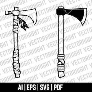 Tomahawk Axe, nativi americani Axe Svg, Eps, Ai, Pdf Tomahawk illustrazione monocromatica Download di file digitali