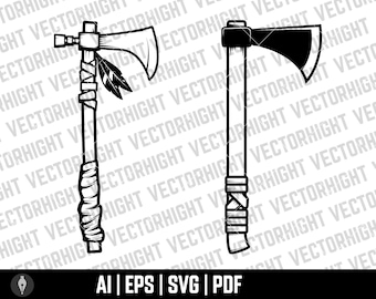 Tomahawk Axe, Native Americans Axe Svg, Eps, Ai, Pdf Tomahawk monochrome illustration Digital File Download