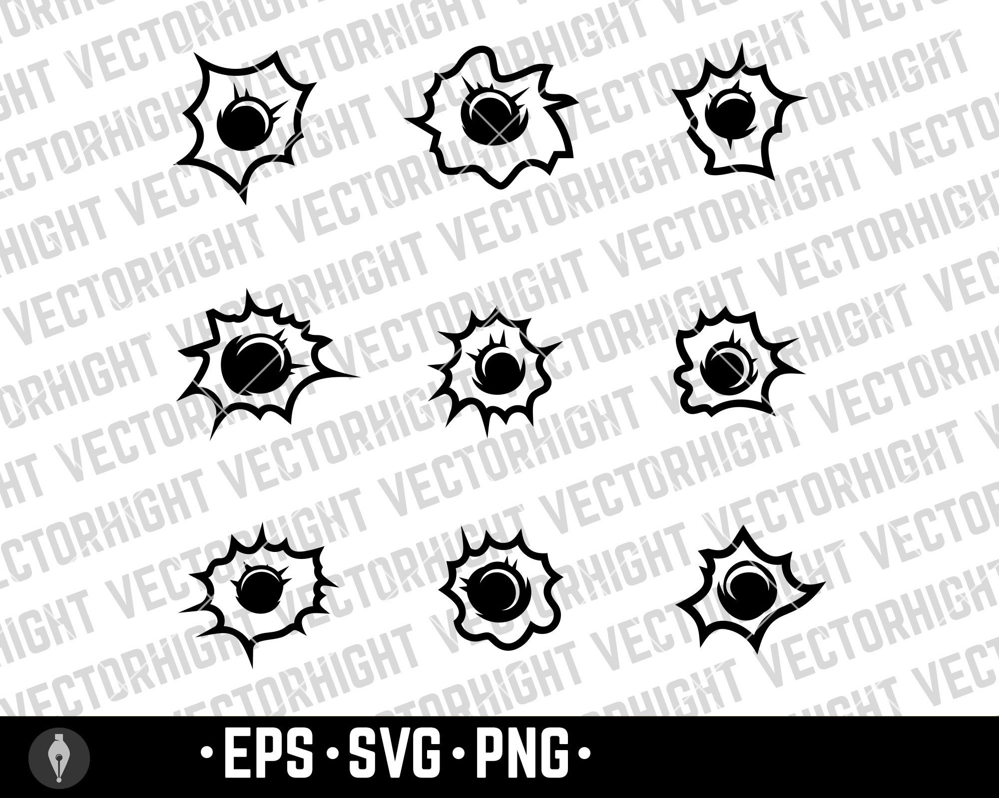 Bullet Clipart, Bullet Cartridge Svg, Eps, Png. Bullet Holes Bullet ...