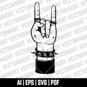 Rock Hand, Hand Rock Sign Shape SVG, Eps, Pdf. Rock Hand Cricut Files Digital File Download