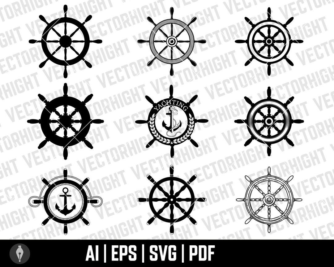 Ships Wheel SVG, Sea Captain Ship Wheel Shape Ai, Eps, Pdf. Ships Wheel Cricut Files Digital
