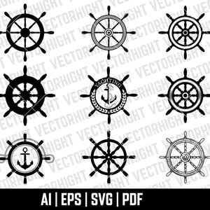 Ships Wheel SVG, Sea Captain Ship Wheel Shape Ai, Eps, Pdf. Ships Wheel Cricut Files Digital Download