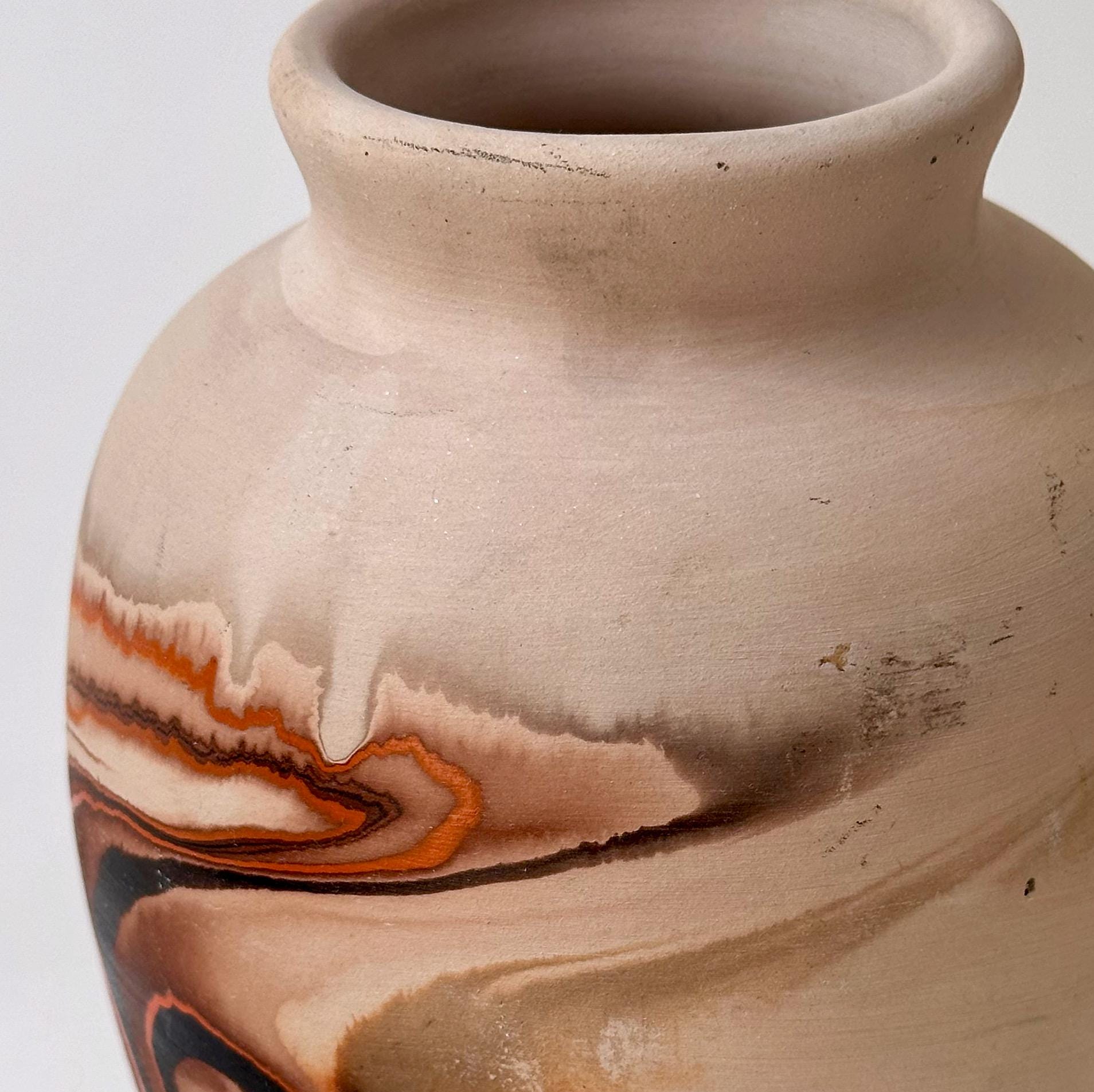 【VINTAGE】 NEMADU POTTERY 陶器　花器 Vintage Nemadji Pottery Vase Native American Style 4 Inches