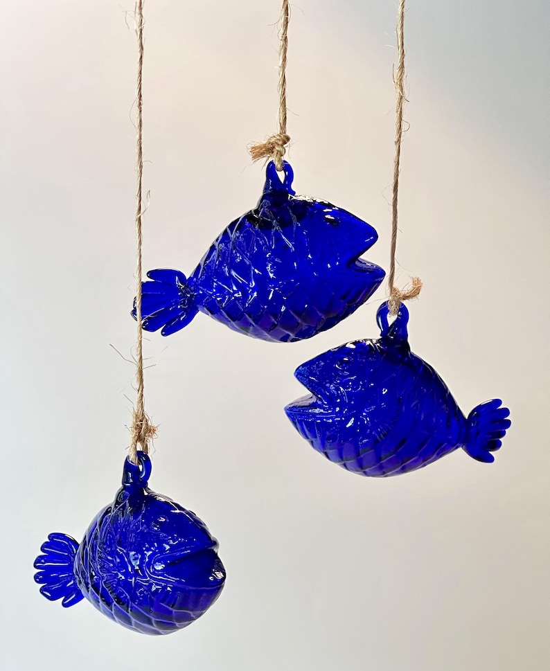 Gallery Detail: Three Blue Glass Hanging Fish