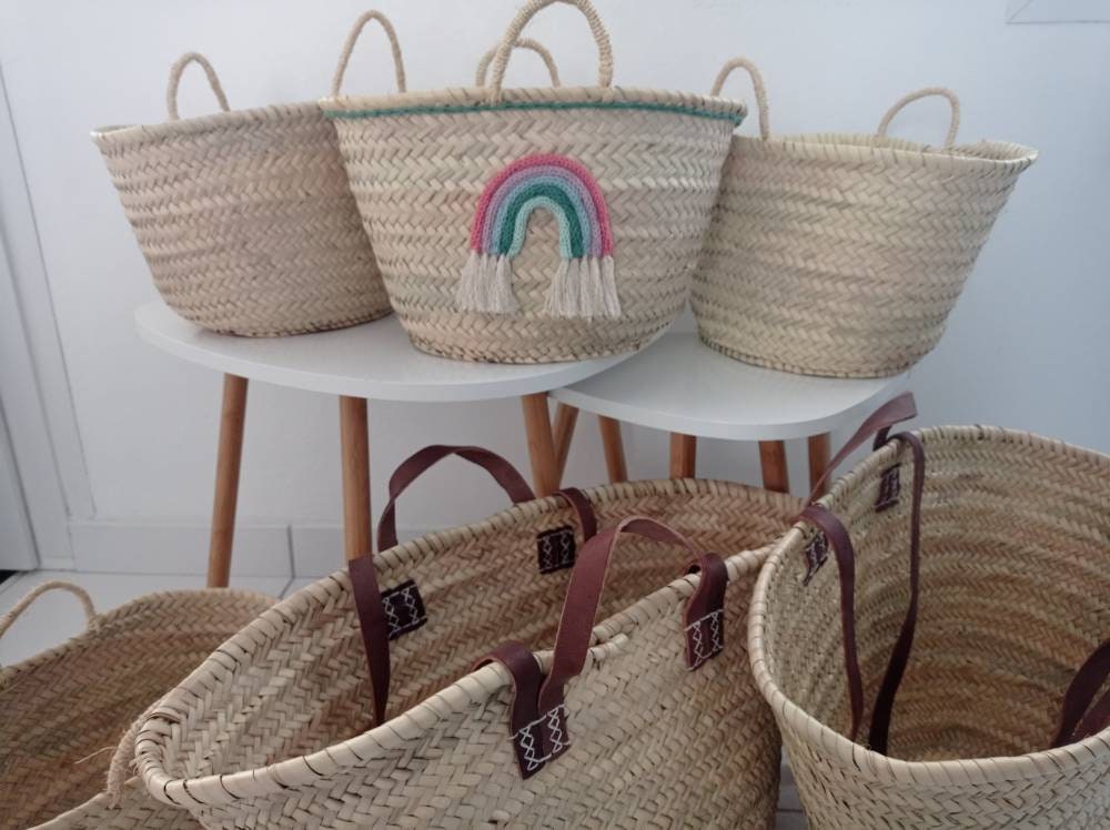 Rainbow Basket Handmade With Thick Quality Recycled