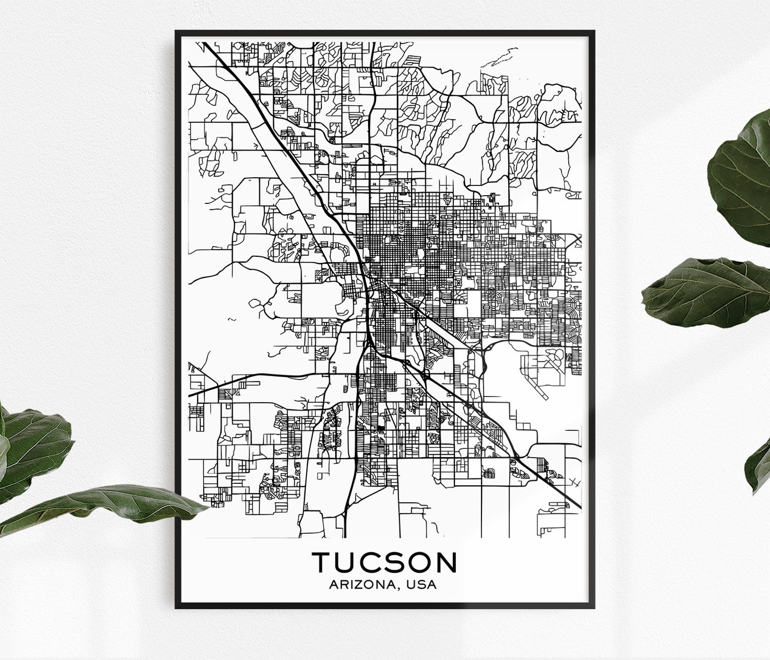 Tucson Map Print Map Print Tucson City Print Tucson Tucson | Etsy