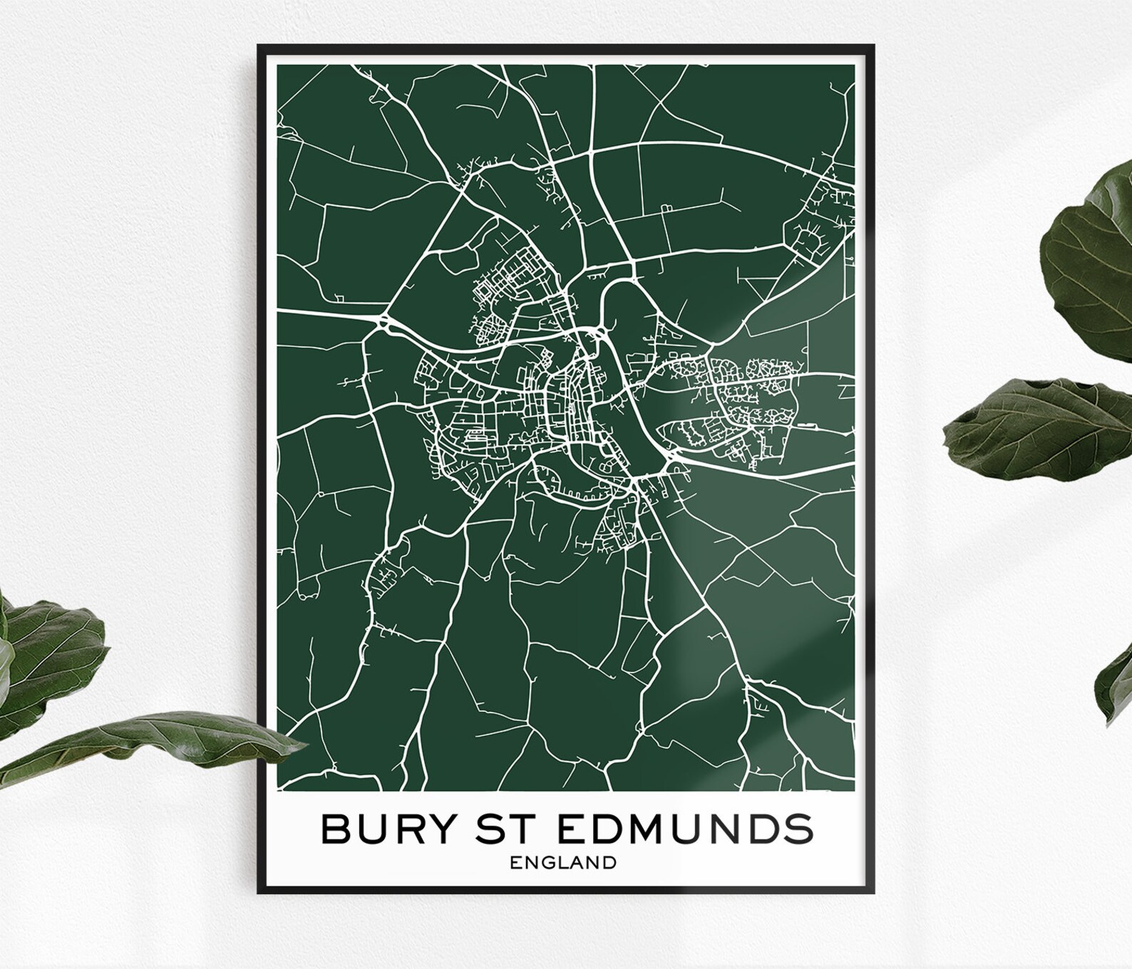 Bury St Edmunds Map Print Map Print Bury St Edmunds City | Etsy