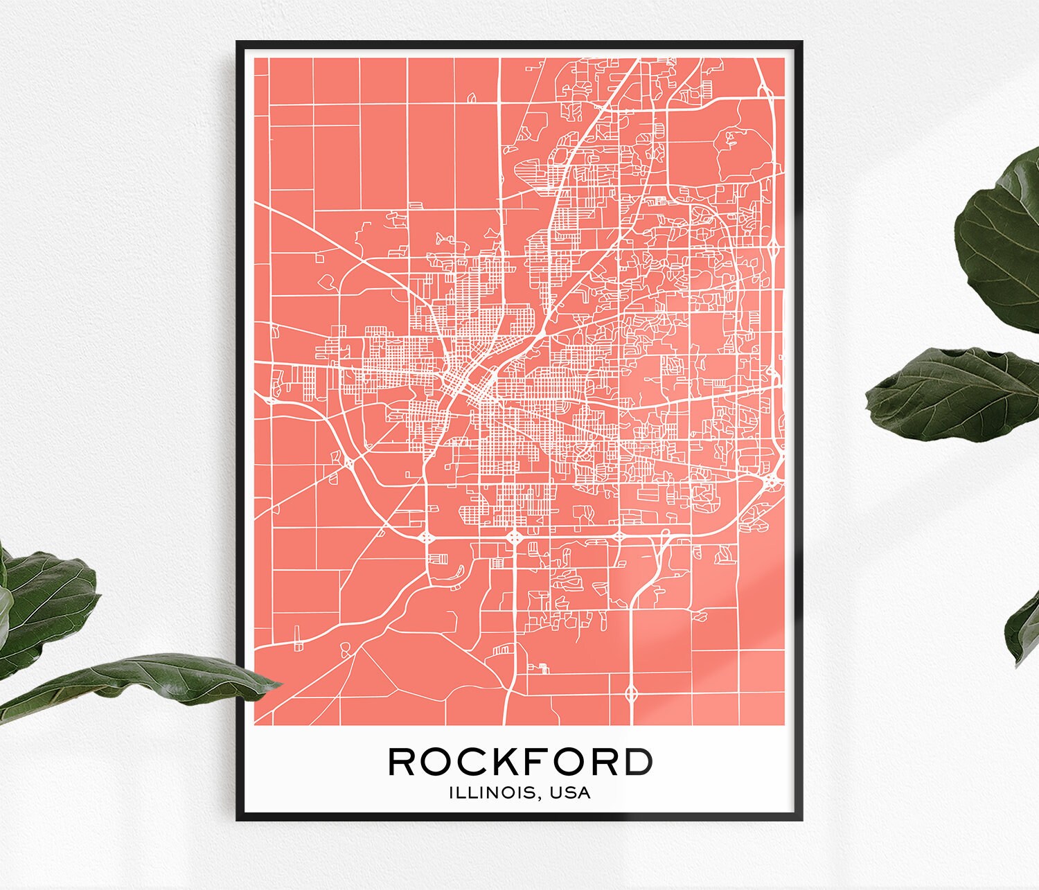 Rockford Map Print Map Print Rockford City Print Rockford Etsy