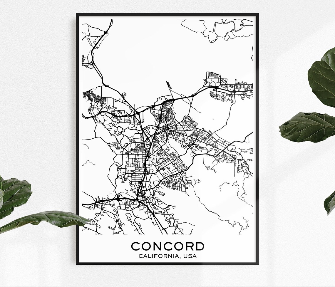 Concord Map Print Map Print Concord City Print Concord | Etsy
