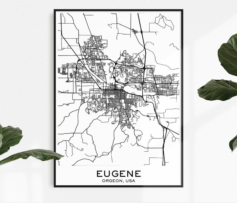 Eugene Map Print Map Print Eugene City Print Eugene Eugene | Etsy