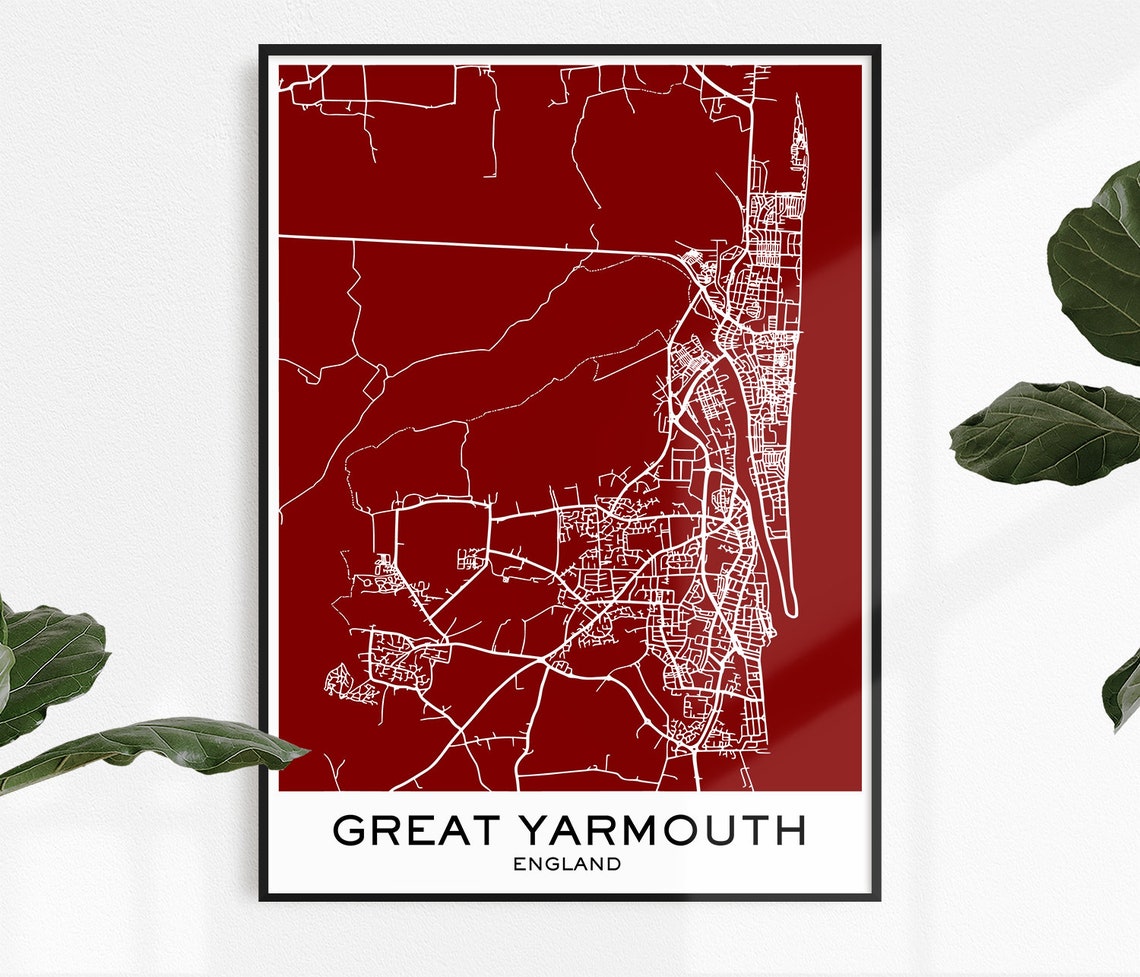 Great Yarmouth Map Print Map Print Great Yarmouth City Print | Etsy