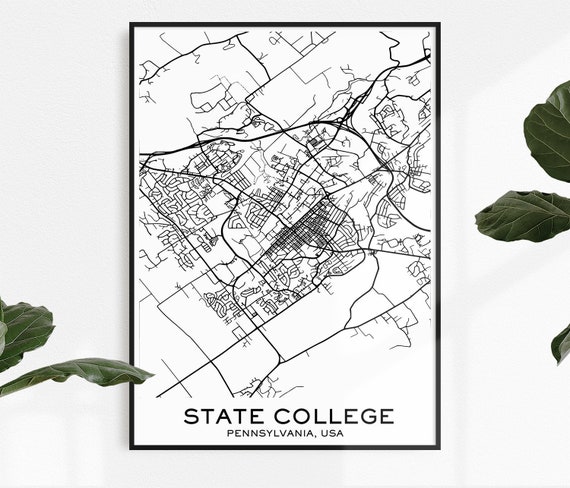 State College Map Print Map Print State College City Print | Etsy