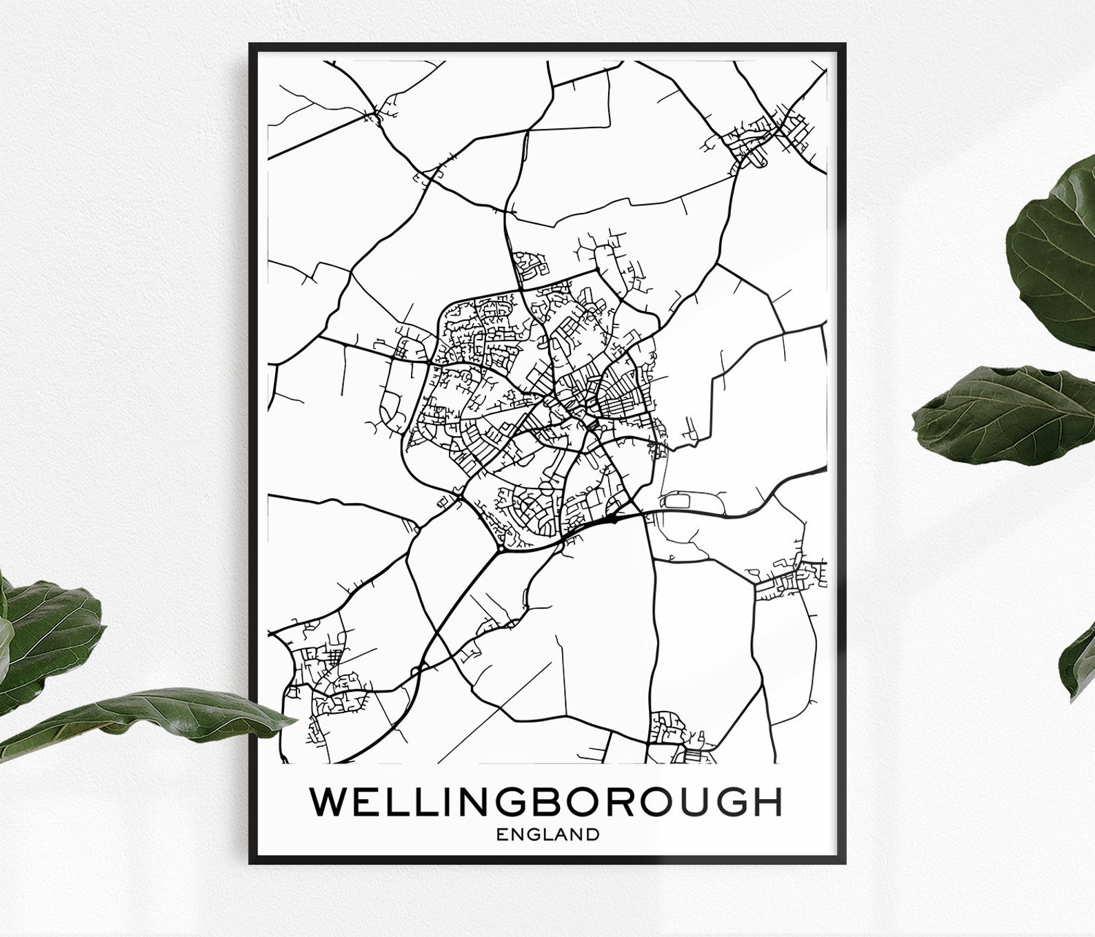 Wellingborough Map Print Map Print Wellingborough City Print | Etsy