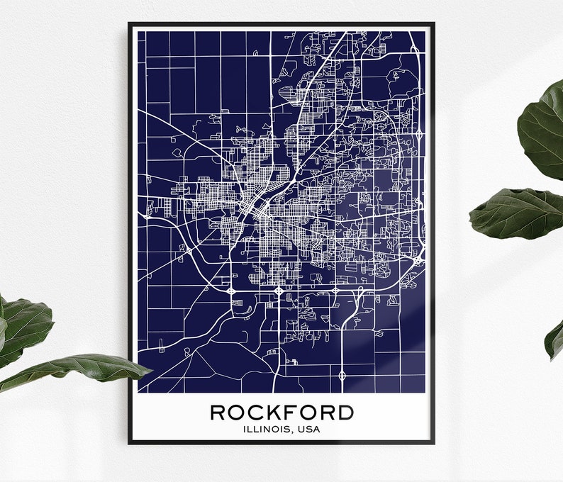 Rockford Map Print Map Print Rockford City Print Rockford Etsy