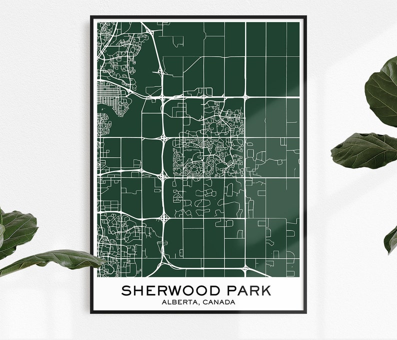 Sherwood Park Map Print Map Print Sherwood Park City Print Etsy