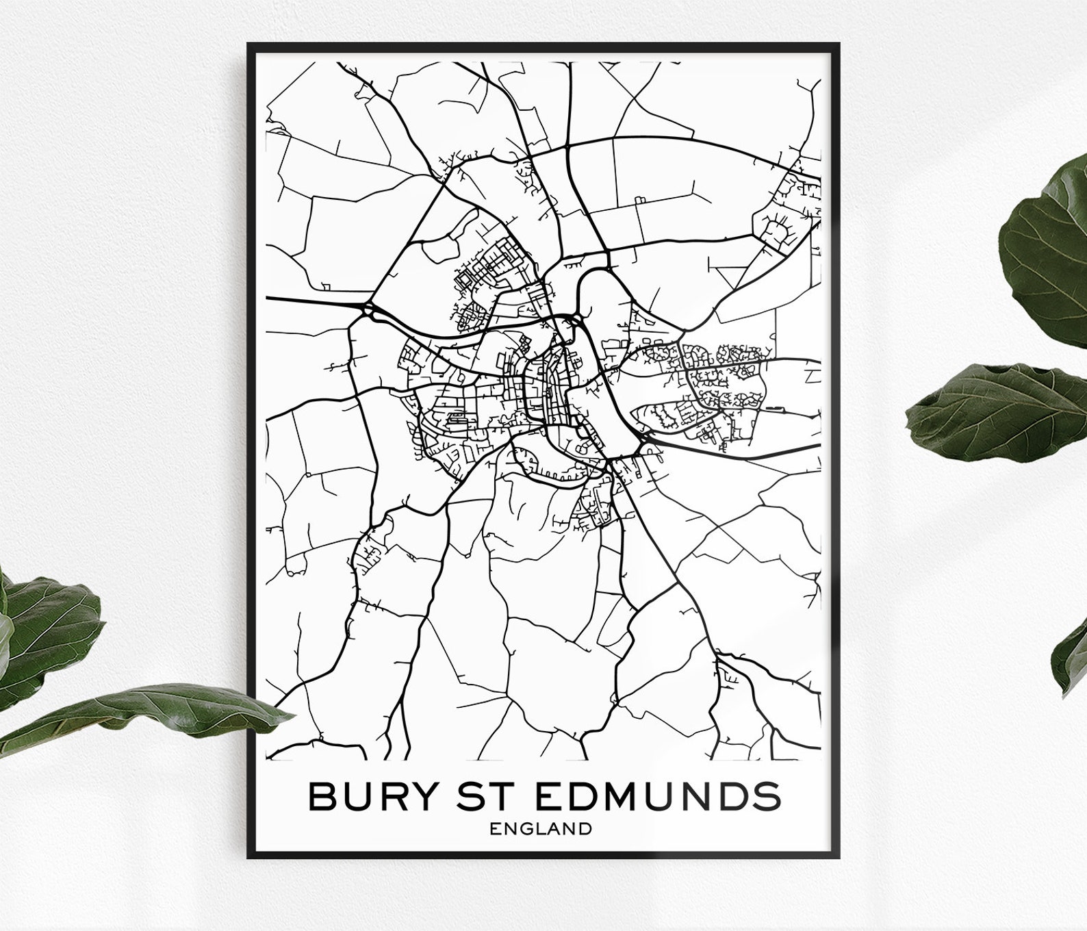Bury St Edmunds Map Print Map Print Bury St Edmunds City | Etsy