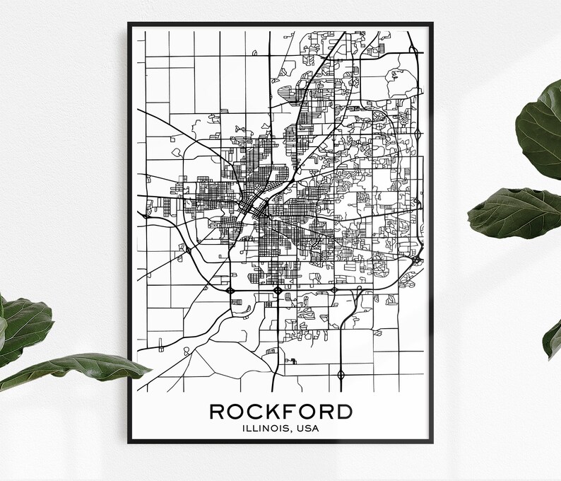 Rockford Map Print Map Print Rockford City Print Rockford Etsy