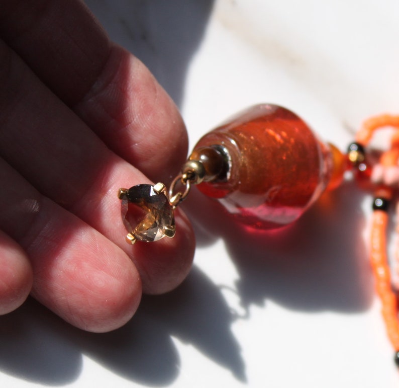 asymmetrical necklace with artisanal beads and Murano vintage gold foil Necklace and bracelet set urban contemporary style gift for her