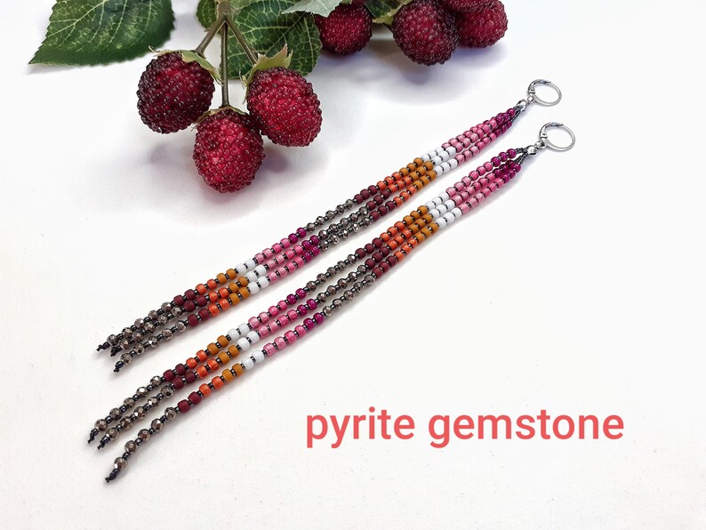 Lesbian Earrings Seed Bead Fringe Earrings, Lesbian Gifts for