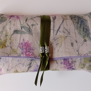 Summertime Vegan organic linen tarot wrap/pouch/bag & reading cloth, solid sterling silver beads, lenormand,oracle,angel card