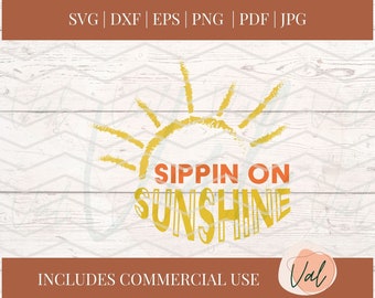 Sippin on Sunshine SVG, Summer Holiday svg, Summertime svg, Beach gift svg, Summer Vibes svg, Summer svg Designs, Summer Saying svg, Quote