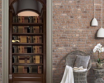 Calcomanía 3D para puerta, piel de vinilo de puerta, cubierta de puerta, pancarta de puerta principal, calcomanía de puerta extraíble, calcomanía autoadhesiva, mural de estante de libros, pegatina de puerta