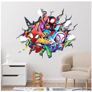 Spiderman Wall Decal for Kids Room Removable, Superhero Peel and Stick, Toddler Gift, Spiderman Wall Mural for Games Graffiti Playroom ND554