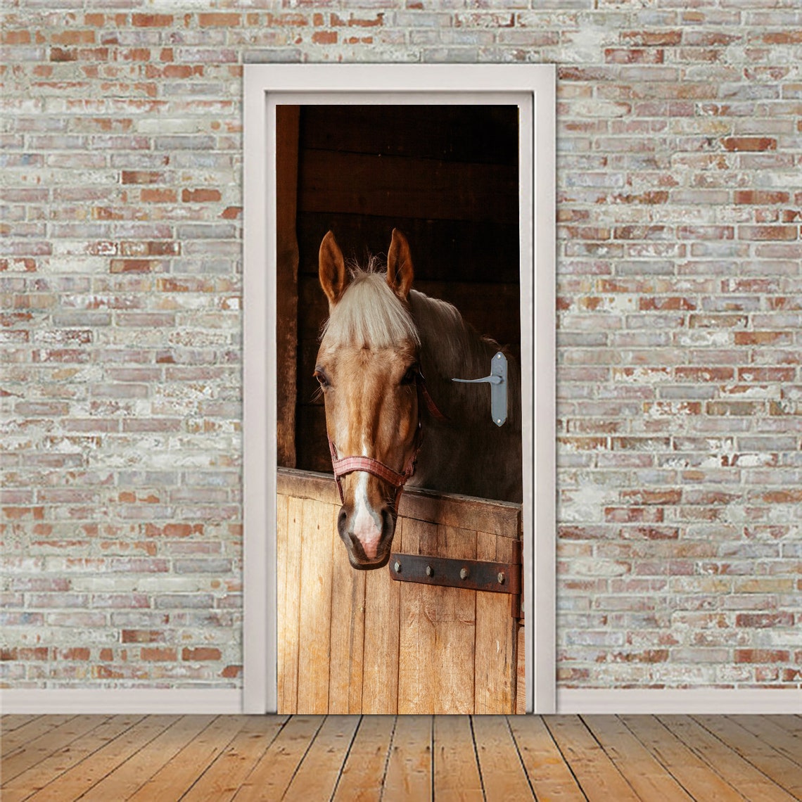 3D Horse Door Cover Horse in the Stall Stickers Peel and Etsy