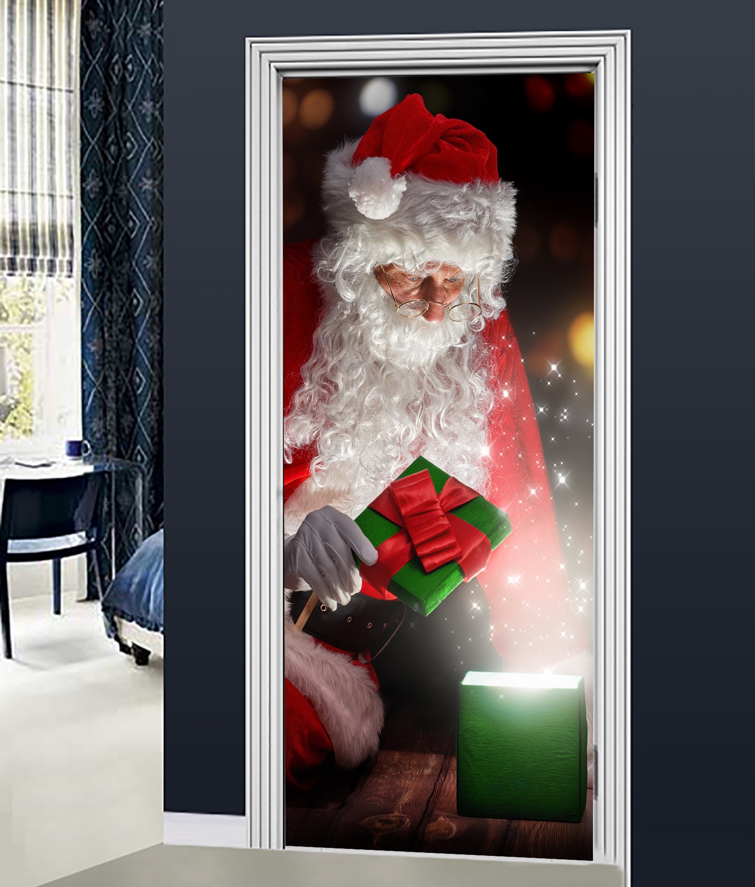 Christmas Party Front Door Cover 3D Effect Santa Claus Door Etsy