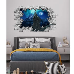 Monster Godzilla Wall Decal for Boys Room, Movie Window Mural, Removable Vinyl Sticker, Peel and Stick, Monster Horrors Decorations ND514