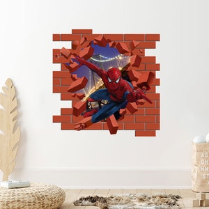 Spiderman Kids Wall Decal. Superhero Window Vinyl Sticker Murals for Boys Room. Custom Spiderman Removable for Children Playroom ND420
