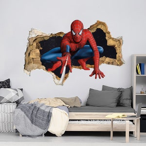 Spiderman Wall Decal Boys Room, Superhero Vinyl Mural Removable for Baby Kids, Spiderman Decor for Nursery Playroom, Teen Boys Room ND457