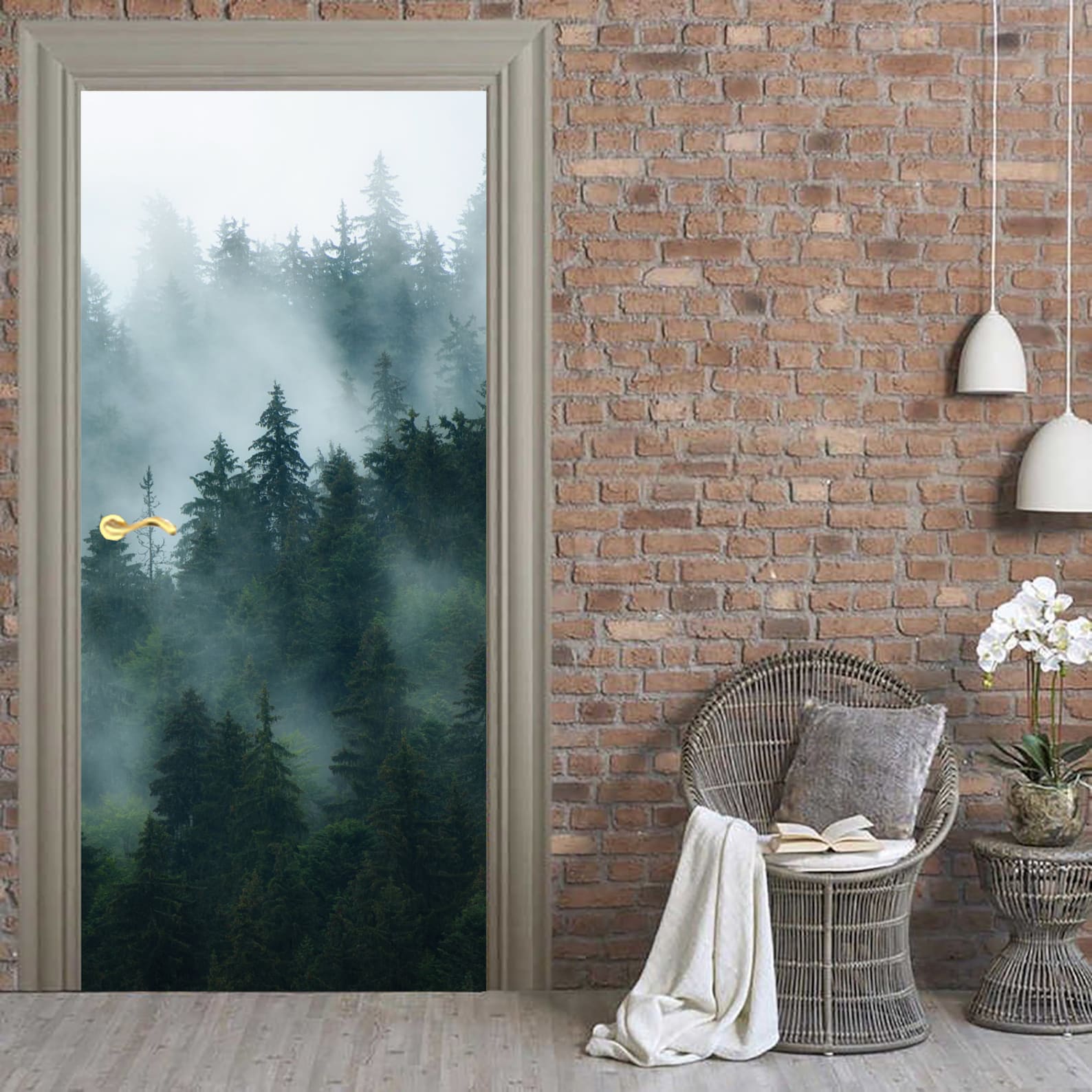 3D maple wood chair fence painting door mural