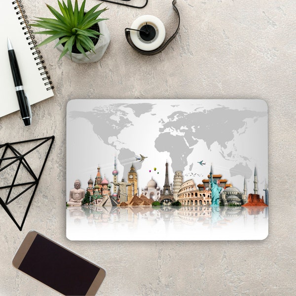 World Map Laptop Skin Travel Notebook Vinyl Decal Dell Hp Lenovo Asus Chromebook Acer Universal Skin Cover Map Sticker Laptop MKN65