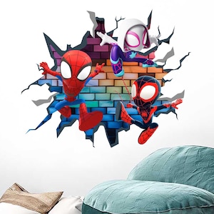 Spiderman Wall Decal for Boys Room Removable, Superhero Peel and Stick, Nursery Gift, Spiderman Wall Mural for Games Kids Playroom ND528