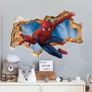 Spiderman Superhero Wall Decal for Boys Room, Spiderman Vinyl Mural Removable for Nursery, Spiderman Gift, Spiderman for Toddler Room ND407